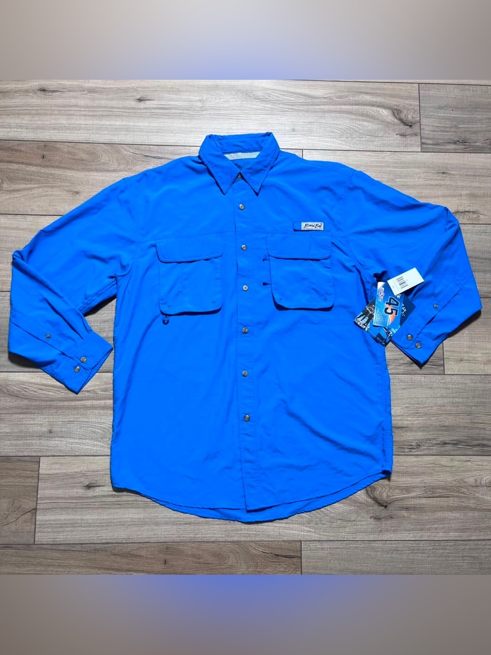 Bimini Bay Outfitters Men’s Flats III Long Sleeve‎ Fishing Shirt Size L Blue